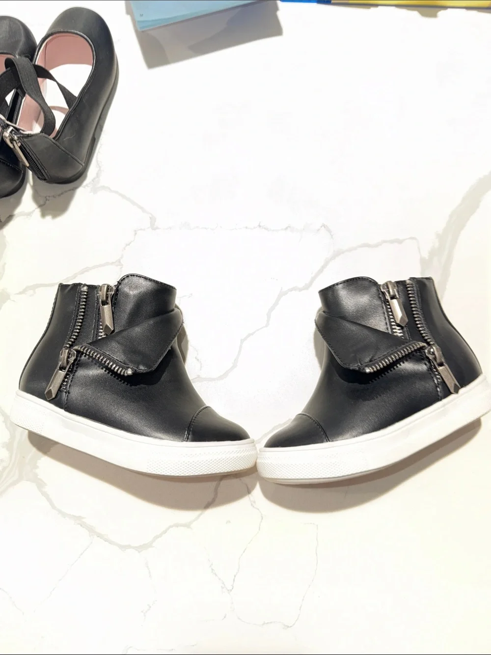 Nina Black High-Top Sneakers with White Sole